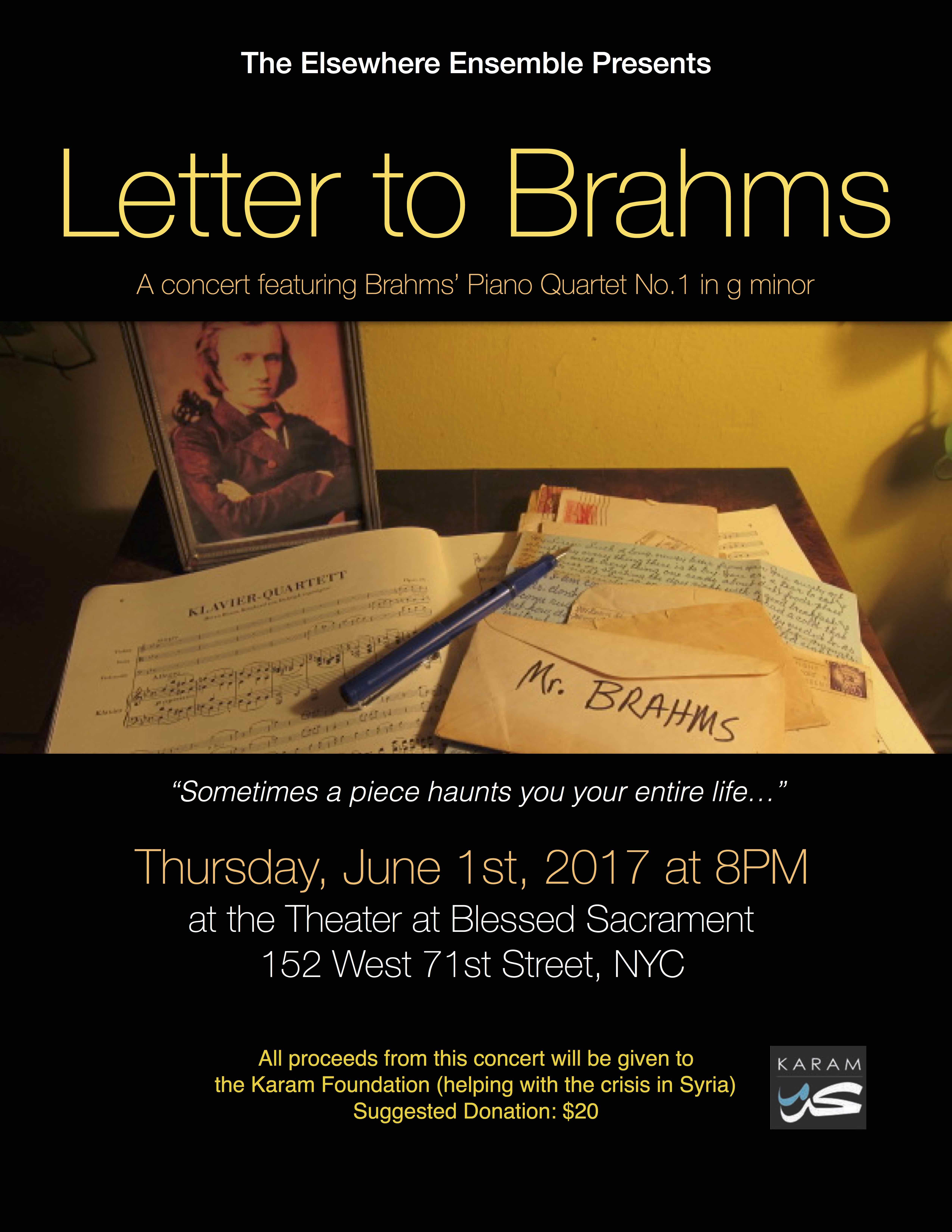 Concert June 1st – Letter to Brahms (front)